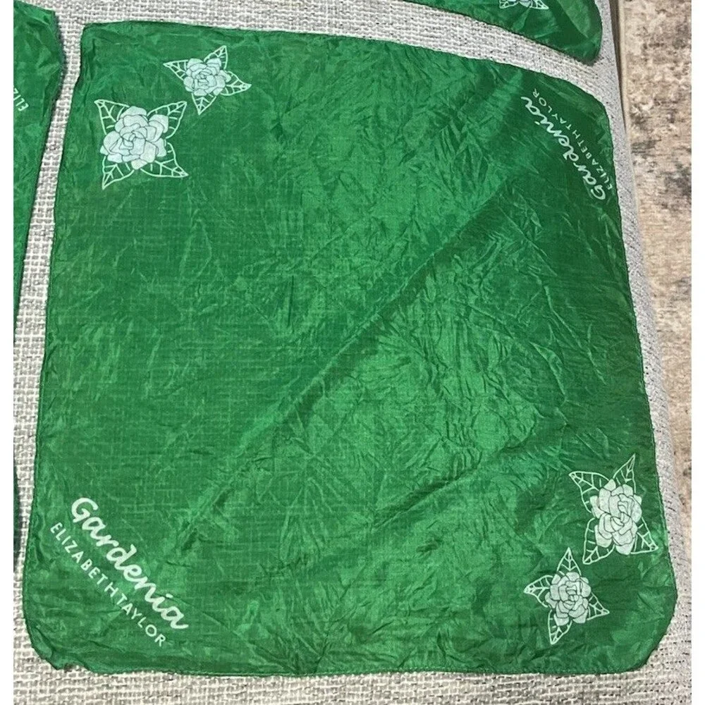 Vtg Elizabeth Taylor Gardenia Perfume Promo Satin Handkerchief Napkins Set of 4